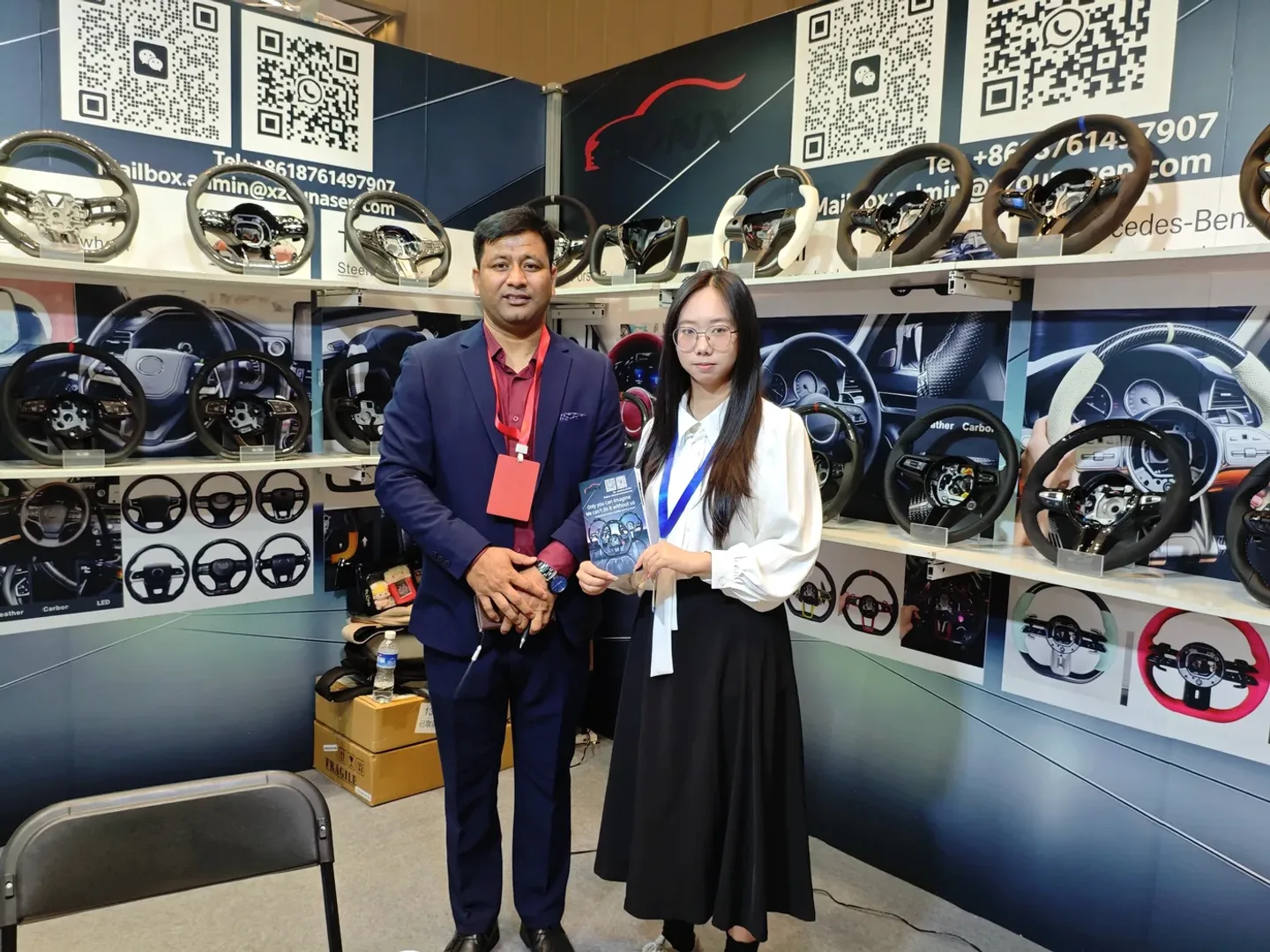 TORVANE steering wheel display at a trade show booth